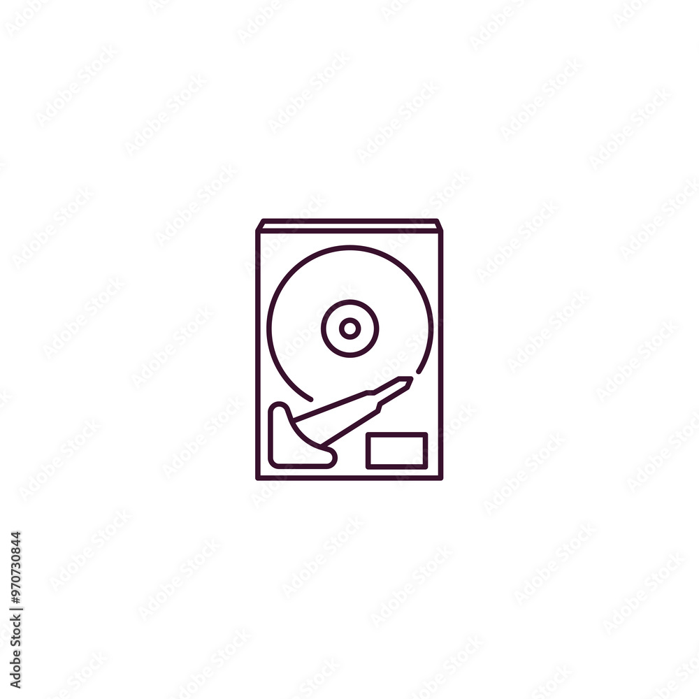 hard disc outline icon. Linear vector from internet security concept. Thin line hard disc icon isolated on white background hard disc outline icon. Linear vector from internet security concept. Thin line hard disc icon isolated on white background