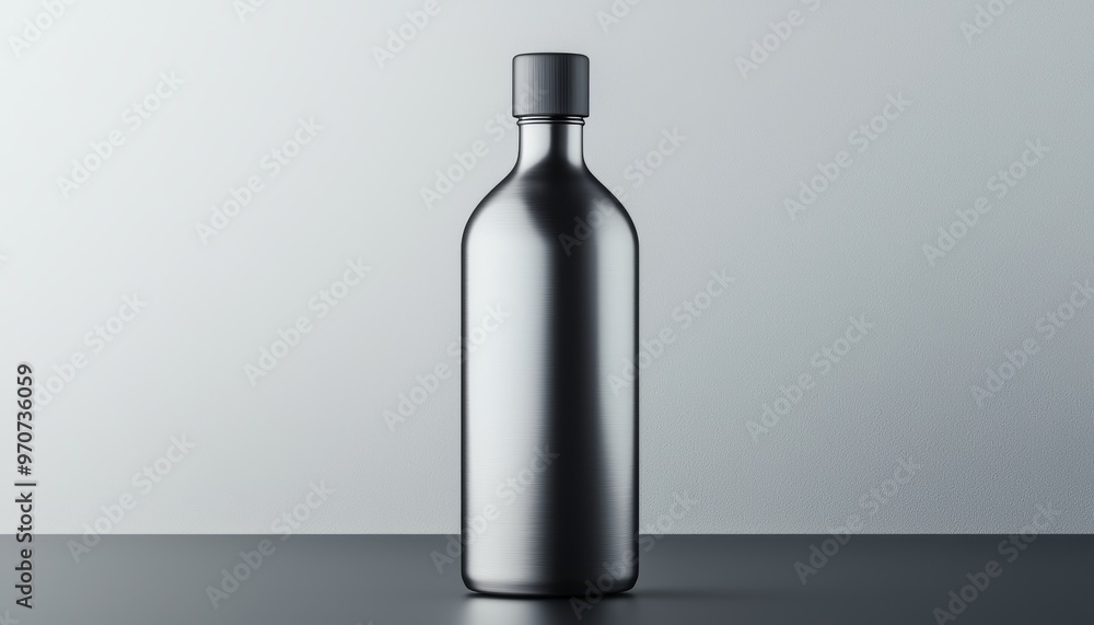 Explain how the sleek silver design could represent premium or luxury beverages, where simplicity and elegance are key Explain how the sleek silver design could represent premium or luxury beverages, where simplicity and elegance are key