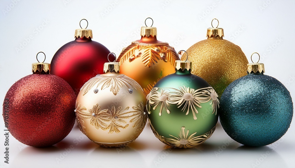 Set of Christmas balls, white background, cut out, banner Set of Christmas balls, white background, cut out, banner
