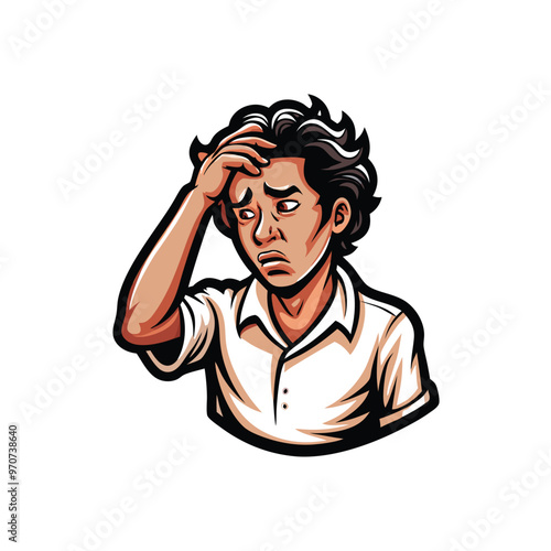 A cartoon illustration of a man scratching his head with a confused expression.