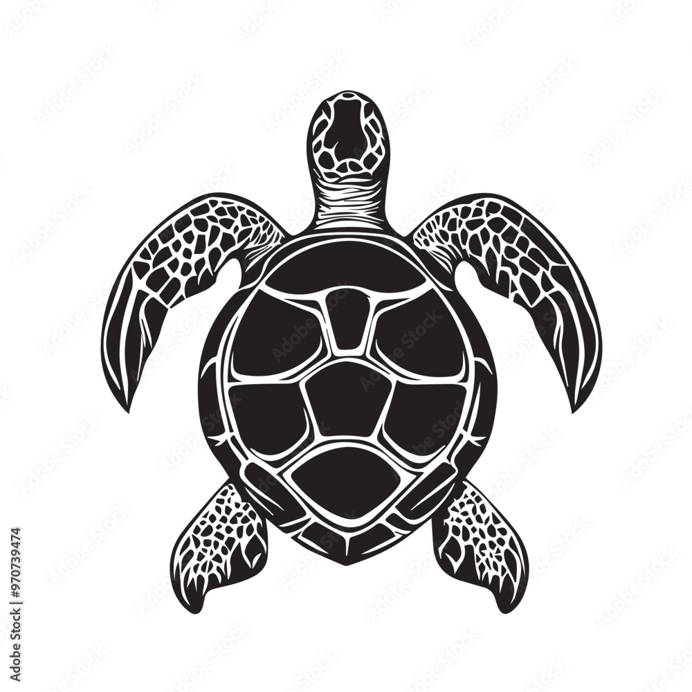 Fototapeta premium Turtle in cartoon, doodle style . Image for t-shirt, web, mobile apps and ui. Isolated 2d vector illustration in logo, icon, sketch style, Eps 10, black and white. AI Generative