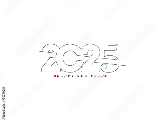 Happy New Year 2025 Text Typography Design Element flyer, banner design.