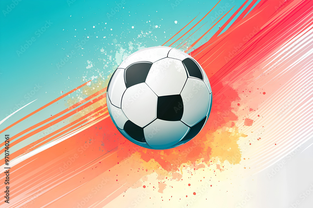 Fototapeta premium A stylized soccer ball on a colorful background, emphasizing sports and recreation.
