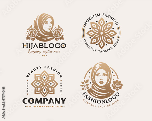 Beauty elegant hijab arabic woman logo design for business company