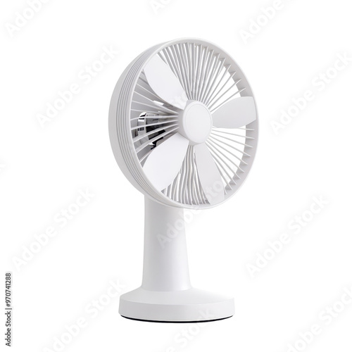 A sleek and modern white desk fan providing a refreshing breeze for any indoor space, perfect for hot days or during work. photo