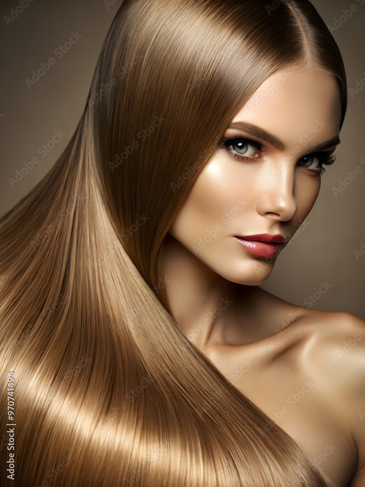 Fototapeta premium portrait of a beautiful woman with long hair for haircare campaign