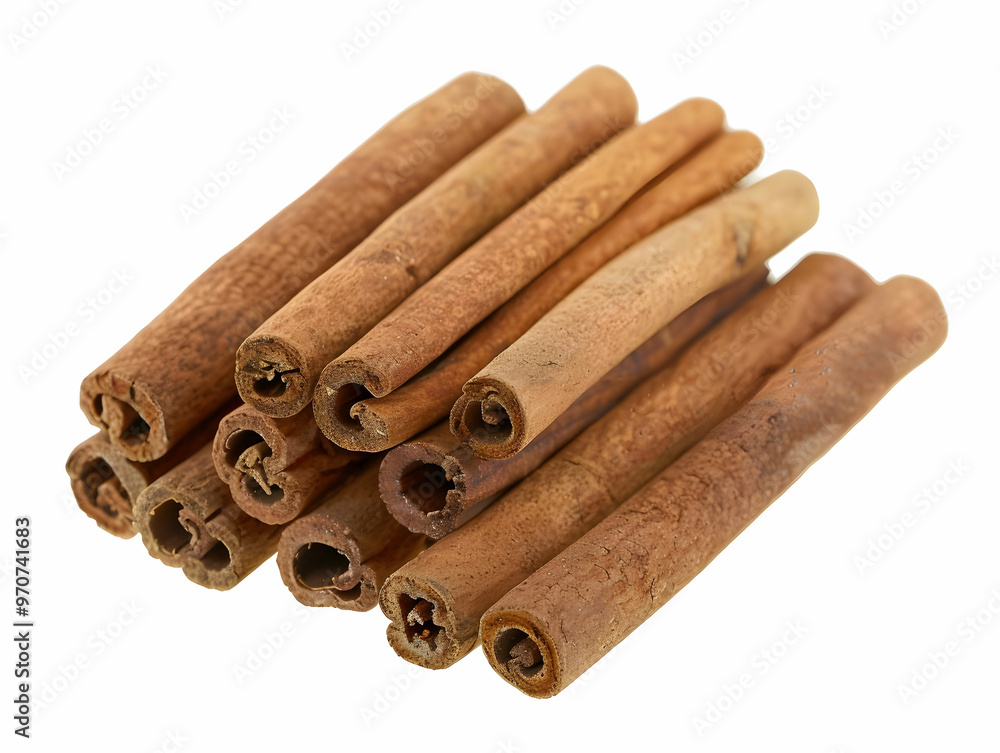 Photo of Aromatic Cinnamon Sticks Isolated on White Background Photo of Aromatic Cinnamon Sticks Isolated on White Background