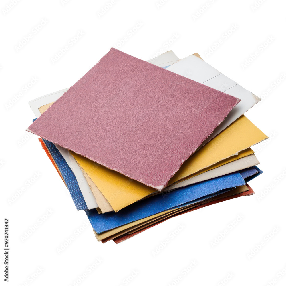 Fototapeta premium A vibrant stack of assorted colored paper sheets, perfect for creative projects and artistic inspiration.