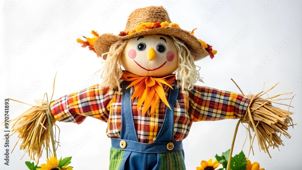 Scarecrow on a White Isolated Background in Realistic Style Scarecrow on a White Isolated Background in Realistic Style