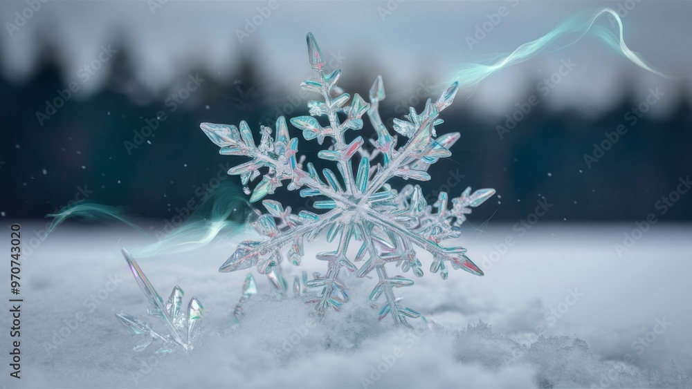 Winter background. Forest in snow and snowflakes. Winter background. Forest in snow and snowflakes.