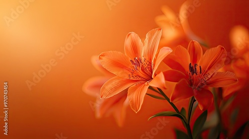 A close-up of vibrant orange flowers blooming against a deep orange background, symbolizing nature's beauty.