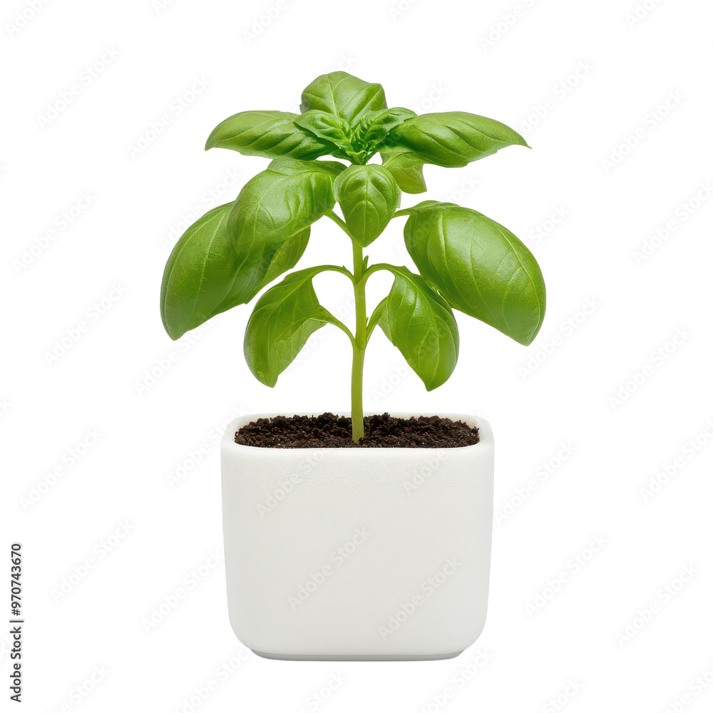 Fresh green basil plant in a minimalist pot, perfect for culinary use or home decor. Emphasizes natural beauty and vitality. Fresh green basil plant in a minimalist pot, perfect for culinary use or home decor. Emphasizes natural beauty and vitality.