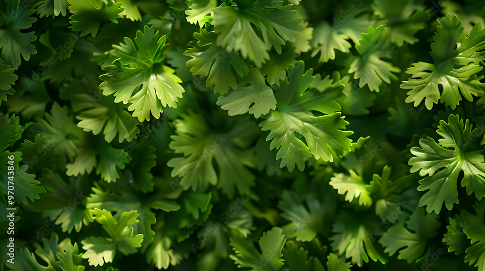 Vivid Green Leaves Background - Realistic Parsley Illustration Vivid Green Leaves Background - Realistic Parsley Illustration