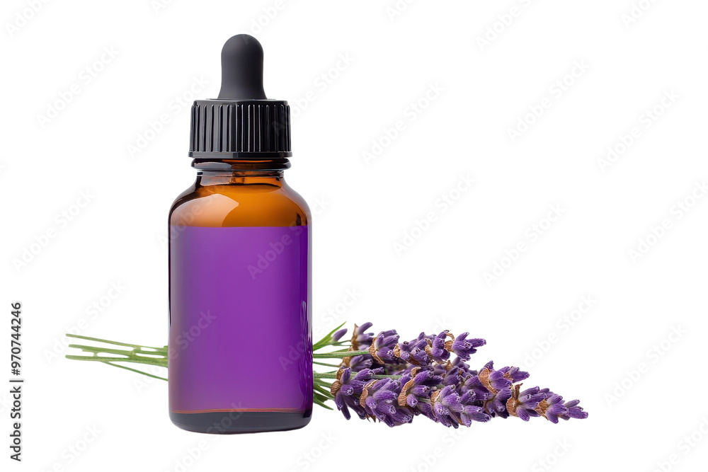 Lavender essential oil in a brown dropper bottle, accompanied by fresh lavender flowers, perfect for relaxation and aromatherapy. Lavender essential oil in a brown dropper bottle, accompanied by fresh lavender flowers, perfect for relaxation and aromatherapy.