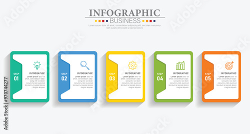 Infographic template design with icon options and number step process