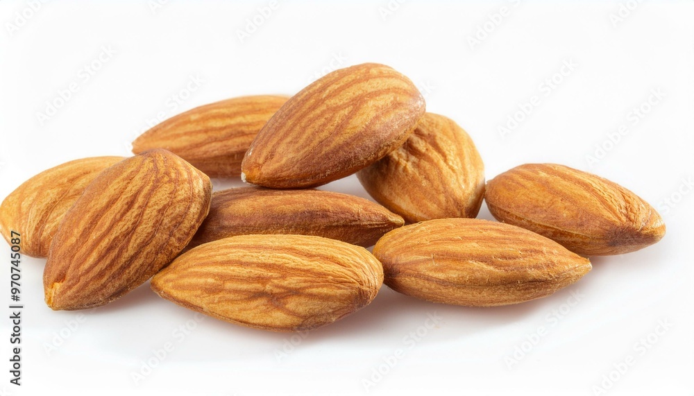 Roasted almond nuts isolated on white background with clipping path. ai generated Roasted almond nuts isolated on white background with clipping path. ai generated