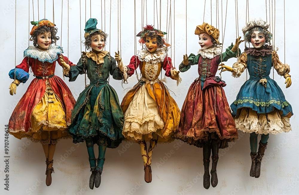 Fototapeta premium a group of dolls from strings. 