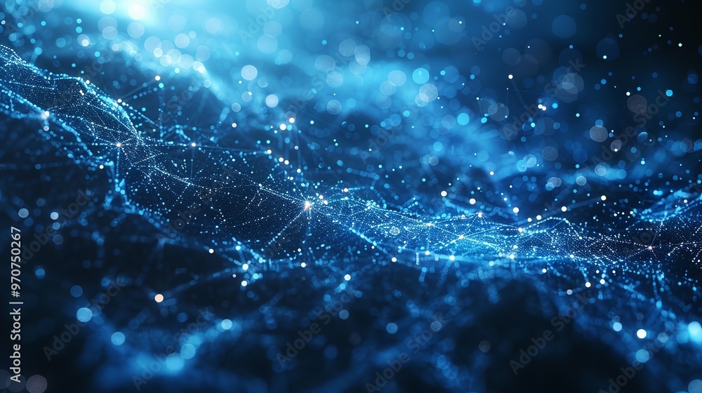 Abstract blue technology background with a cyber network Abstract blue technology background with a cyber network