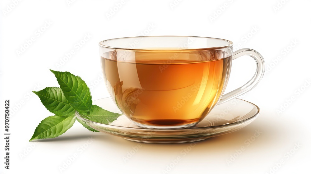 Tea clipart, element, 3D illustration, realistic, isolated on white background Tea clipart, element, 3D illustration, realistic, isolated on white background