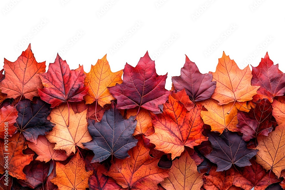 Colorful autumn leaves arranged in a vibrant display on a white background Colorful autumn leaves arranged in a vibrant display on a white background