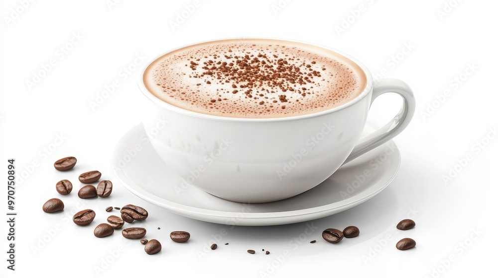 Cappuccino clipart, element, 3D illustration, realistic, isolated on white background Cappuccino clipart, element, 3D illustration, realistic, isolated on white background