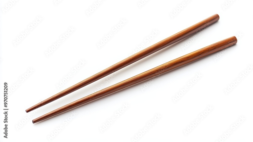Pair of wooden chopsticks isolated on white top view Pair of wooden chopsticks isolated on white top view
