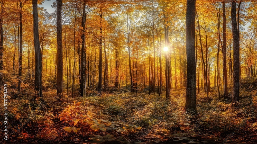 The Autumn Forest with Sunlight The Autumn Forest with Sunlight