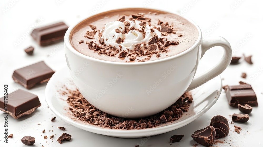 Obraz premium Hot chocolate clipart, element, 3D illustration, realistic, isolated on white background