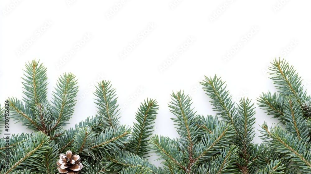 Christmas tree border isolated on white, Xmas spruce green fir pine branch Christmas tree border isolated on white, Xmas spruce green fir pine branch