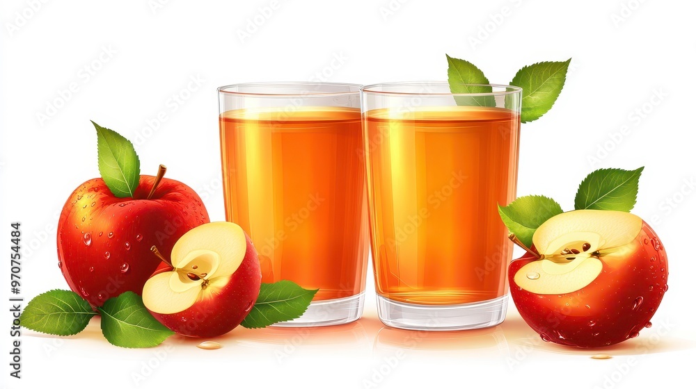 Apple juice clipart, element, 3D illustration, realistic, isolated on white background Apple juice clipart, element, 3D illustration, realistic, isolated on white background