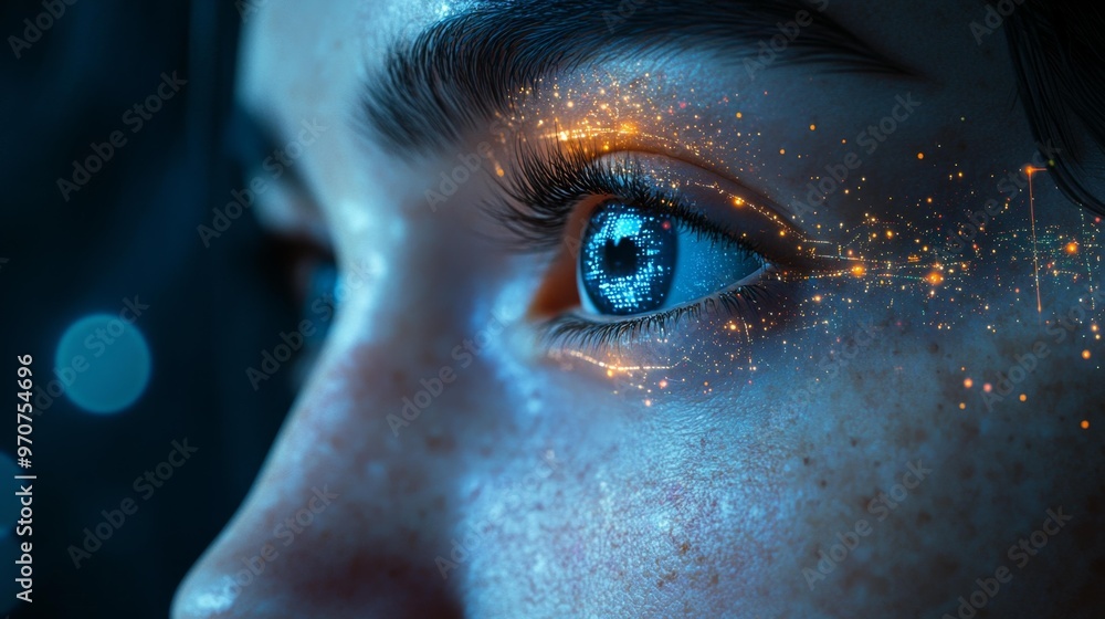 Futuristic Eye with Digital Interface Generative AI Futuristic Eye with Digital Interface Generative AI