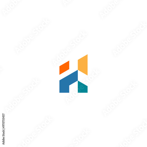 H letter simple geometric logo, human build