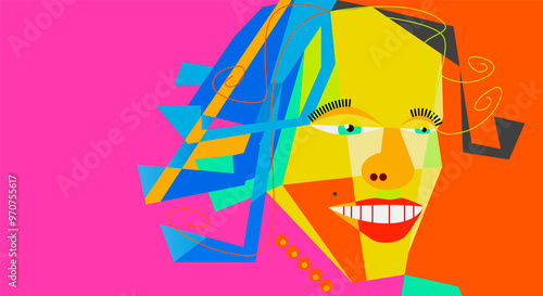 Striking digital portraits in a vivid abstract style, perfect for contemporary art themes and graphic design projects.