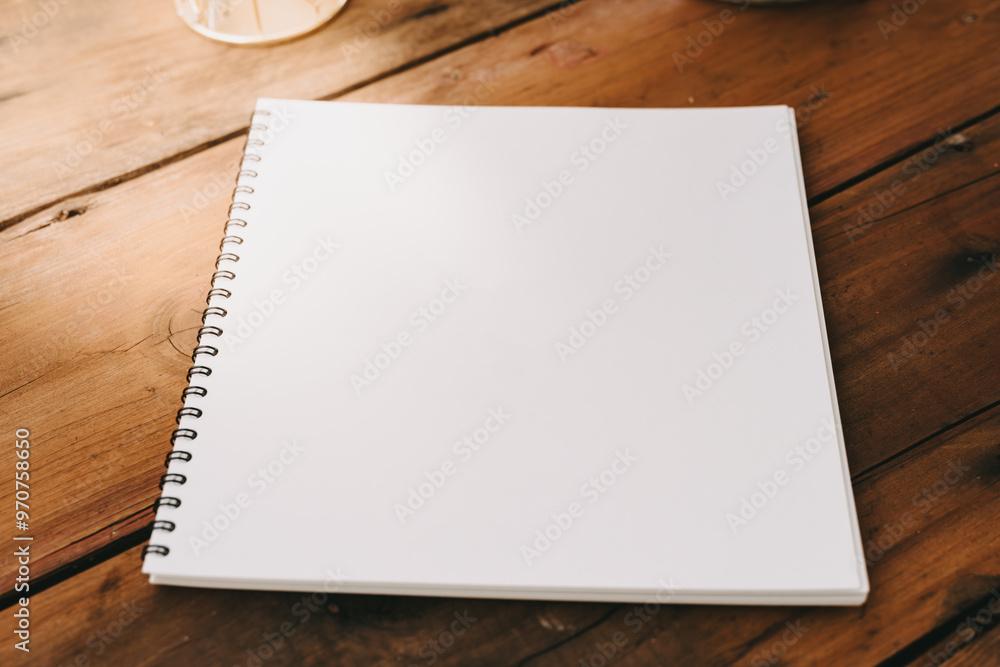 blank notebook on wooden table blank notebook on wooden table