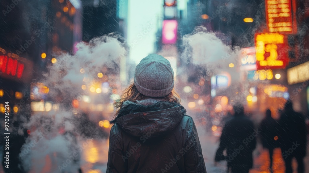 Phantom Presence in the Neon Cityscape - Mysterious Ghostly Figure with Dramatic Background for Text Overlay Phantom Presence in the Neon Cityscape - Mysterious Ghostly Figure with Dramatic Background for Text Overlay