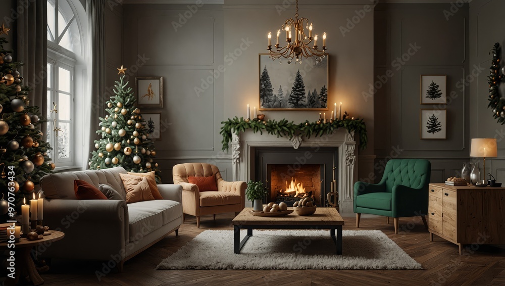 Fototapeta premium festive christmas interior