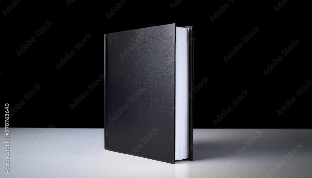 Minimalist Black Hardcover Book Standing on a Glossy Surface, Shot in a Dark Studio with Subtle Lighting Highlights Reflecting Off the Cover and Pages, Emphasizing Its Sleek, Professional Design Minimalist Black Hardcover Book Standing on a Glossy Surface, Shot in a Dark Studio with Subtle Lighting Highlights Reflecting Off the Cover and Pages, Emphasizing Its Sleek, Professional Design
