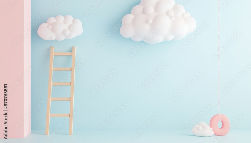 How can the combination of pastel colors and clouds in the image be used to inspire a calming interior design concept for bedrooms or nurseries How can the combination of pastel colors and clouds in the image be used to inspire a calming interior design concept for bedrooms or nurseries