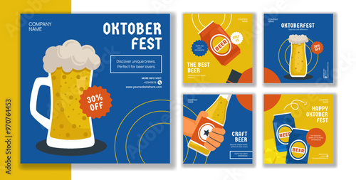 Oktoberfest Party Social Media Post Flat Cartoon Hand Drawn Templates Background Illustration
