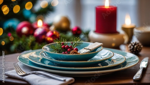 Place setting for Christmas