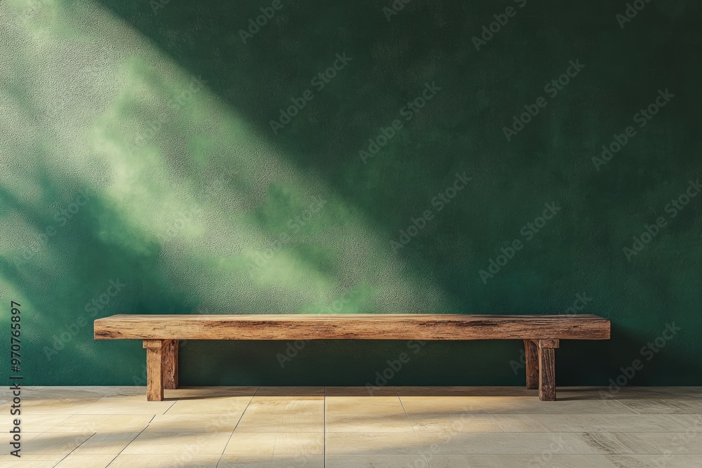 3D rendering of wooden chair against green wall. 3D rendering of wooden chair against green wall.