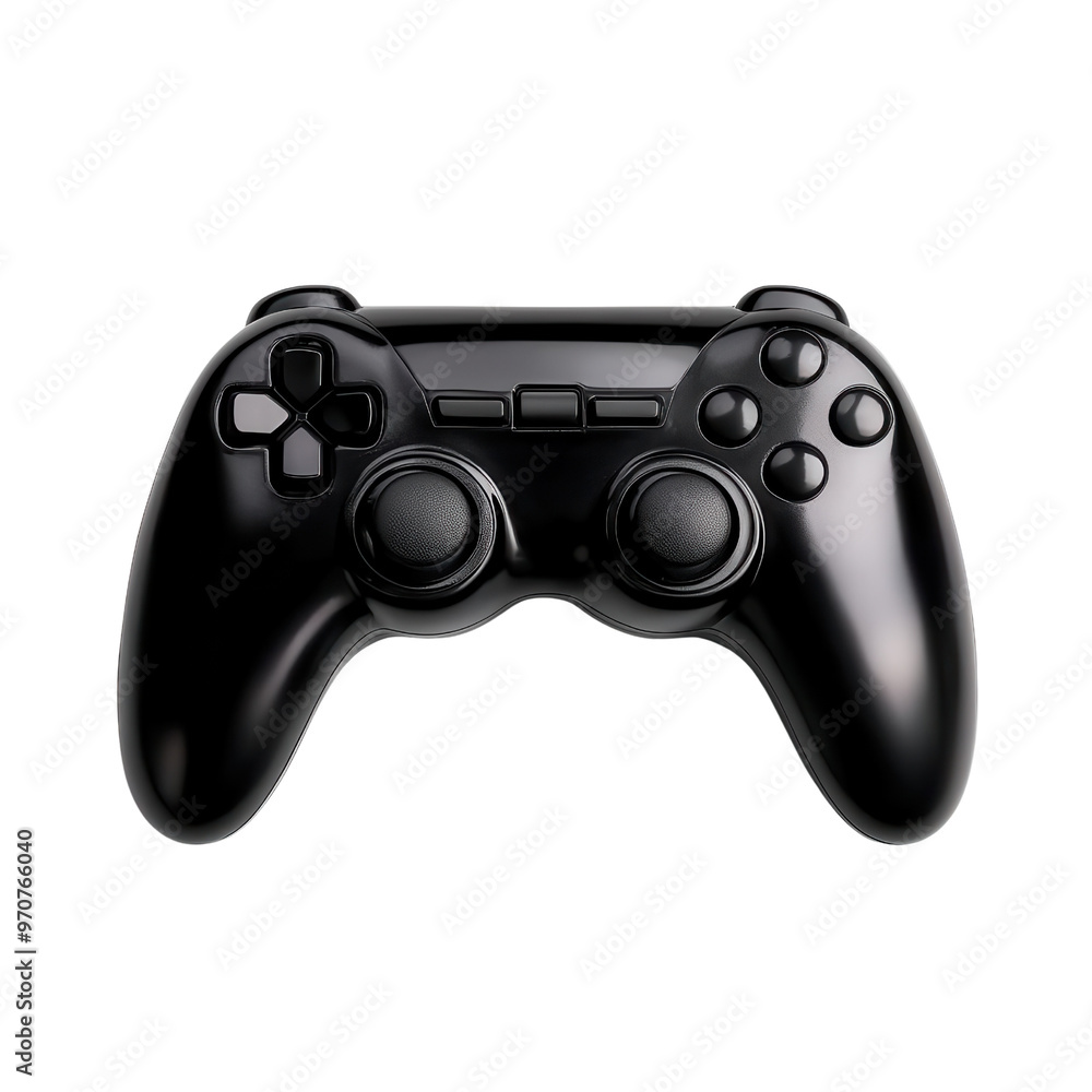 A sleek black game controller featuring ergonomic design for comfortable gameplay and easy access to buttons. A sleek black game controller featuring ergonomic design for comfortable gameplay and easy access to buttons.