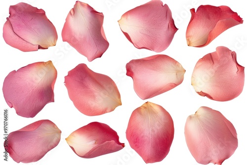Wallpaper Mural A bundle of pink rose petals arranged neatly on a white surface, perfect for decorating or as a symbol of love and appreciation Torontodigital.ca