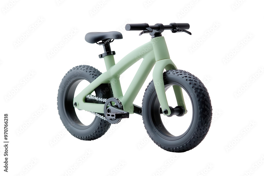 Fototapeta premium A stylish green balance bike designed for toddlers, promoting balance and mobility for little riders in a playful way.