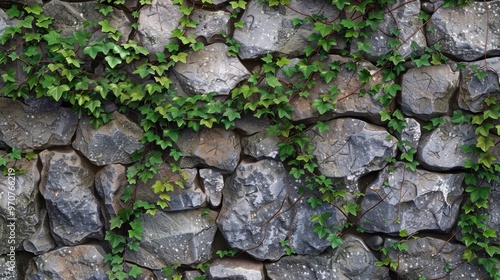 A stone wall is covered in lush green plants, highlighting the beauty of nature's takeover