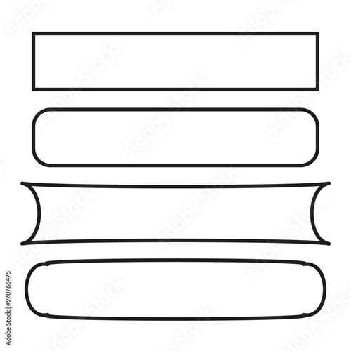 Set of abstract frames. Rectangular and curved shapes. Minimalist border designs. Vector illustration.