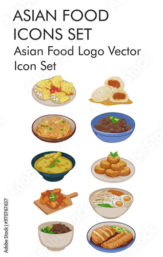 Asian food logo vector icon set 