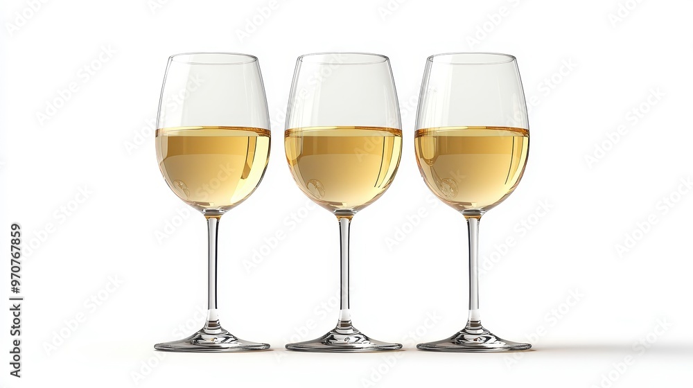 White wine clipart, element, 3D illustration, realistic, isolated on white background White wine clipart, element, 3D illustration, realistic, isolated on white background