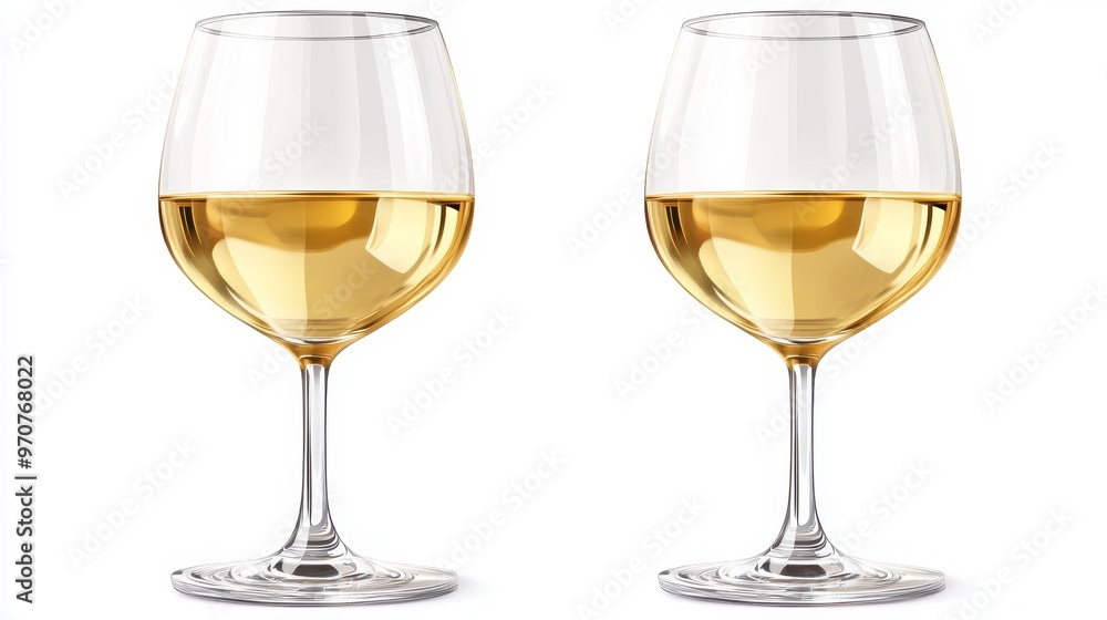 White wine clipart, element, 3D illustration, realistic, isolated on white background White wine clipart, element, 3D illustration, realistic, isolated on white background