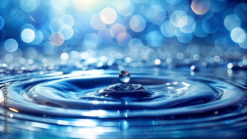 Wallpaper Mural Water Droplet Splashing with Blue Bokeh Background Torontodigital.ca